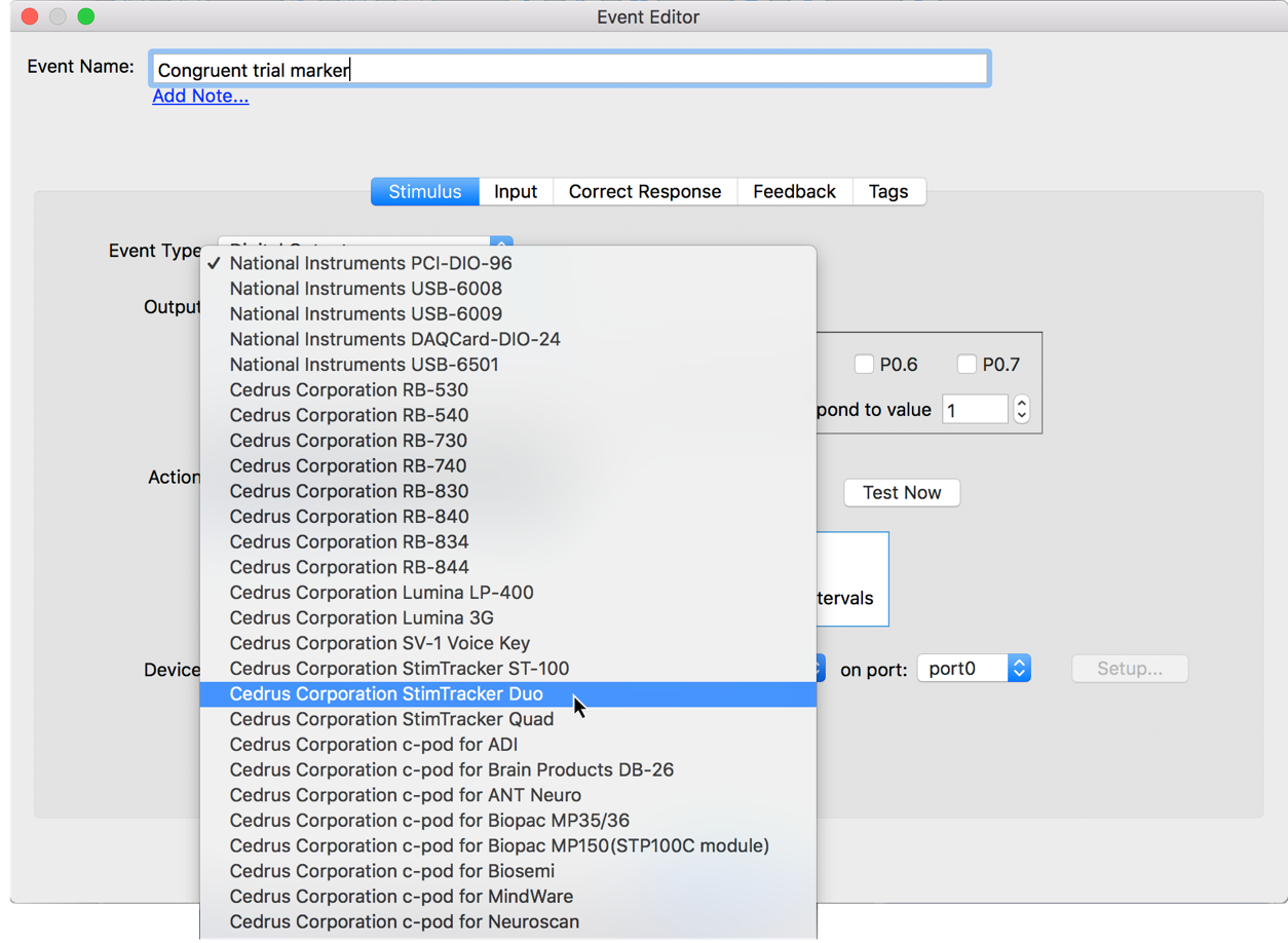 Using Digital Output events to send event markers / TTL pulses.